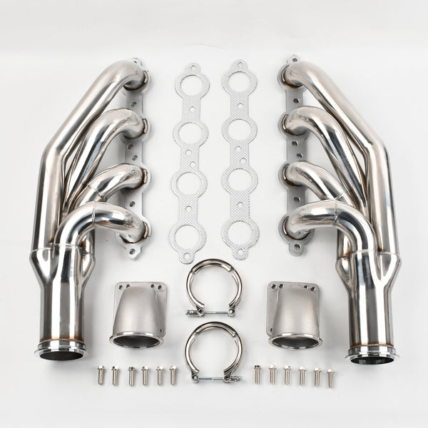 1997-2014 Chevy Small Block V8 LS1 LS2 LS3 LS6 LSX Shorty Turbo Exhaust Header w/Elbow Adapte