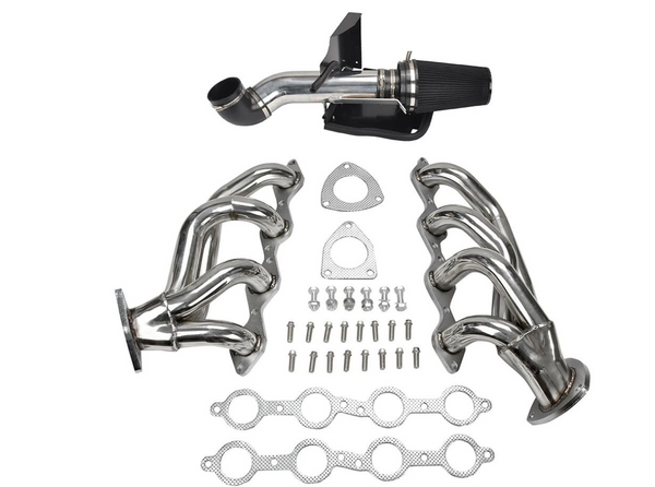 Cold Air Intake/Exhaust Header Kit for 99-06 Chevy GMC GMT800 Avalanche Silverado Sierra Tahoe 2WD