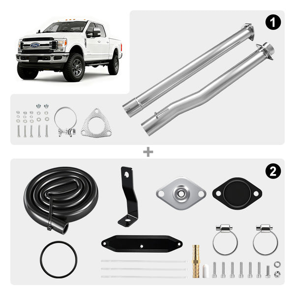 DPF delete pipe ford 2011-2017 4"  Super Duty 6.7L Diesel and EGR delete kit	2011-2014 & 2017-2024 Ford Powerstroke 6.7L F250 F350 F450 F550