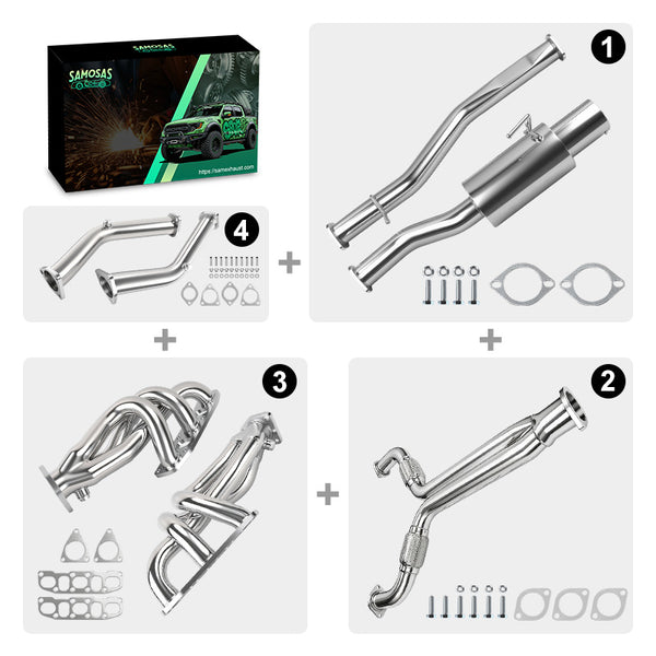 Stainless Steel Exhaust System Kit For 2003-2006 Nissan 350Z Z33 Infiniti G35 FX35 3.5L V6 VQ35DE Catback & Shorty Header & Y-Pipe & Test Pipe