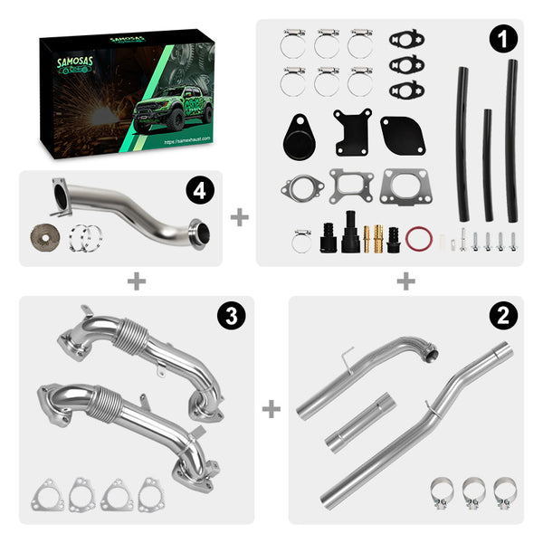 3.5" Downpipe & Up-Pipe & 4" DPF Race Pipe & EGR Delete Kit For 2017-2023 Silverado/Sierra 2500HD/3500HD L5P Duramax 6.6L