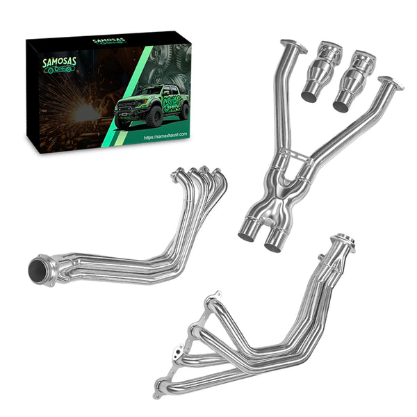1997-2004 Chevrolet Corvette Base 5.7L V8 C5 LS1 LS6 201 Stainless Steel 1-7/8" Long Header System Keep EGR 3.00" Off-road X-Pipe