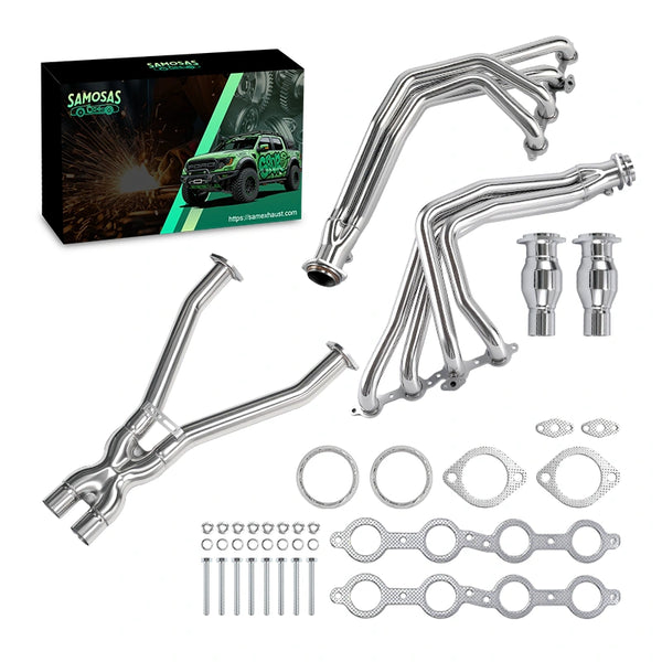 1997-2004 Chevrolet Corvette Base 5.7L V8 C5 LS1 LS6 201 Stainless Steel 1-7/8" Long Header System Keep EGR 3.00" Off-road X-Pipe