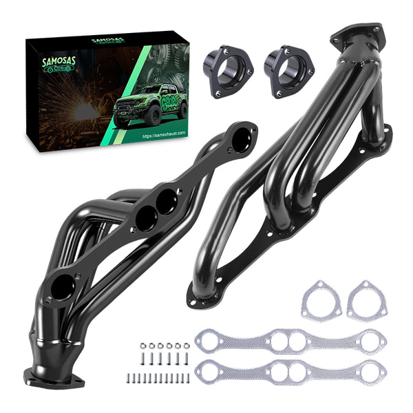 Black  For Small Block Chevy Blazer S10 S15 283 302 350 V8  SS Engine Swap Headers