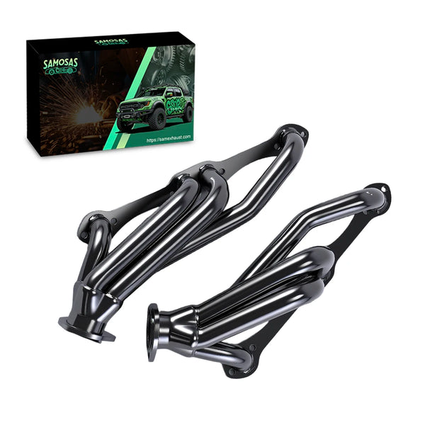 Black  For Small Block Chevy Blazer S10 S15 283 302 350 V8  SS Engine Swap Headers