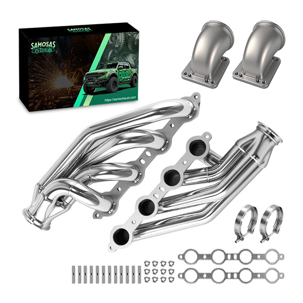 Exhaust Header Kit for 1997-2015 Chevrolet LS1/LS6/LSX GM V8 Turbo with T3/T4 to 3.0" V-Band Elbow Adapters