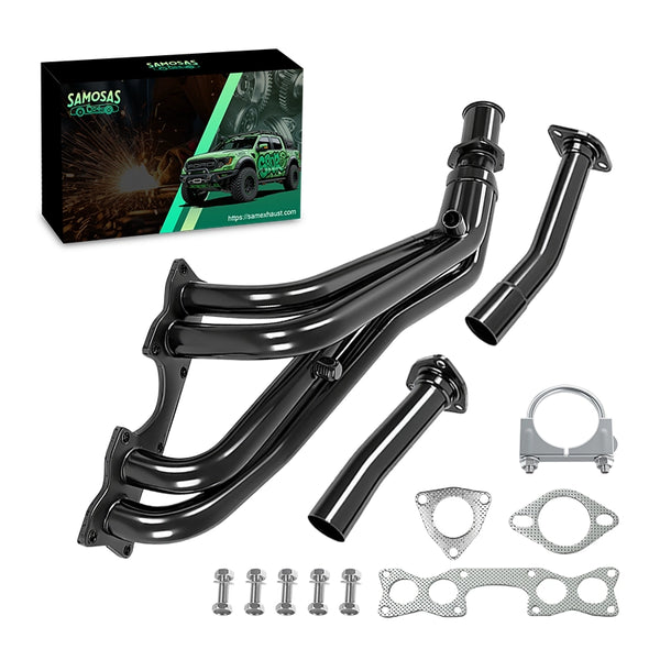 Black Tubular Tri-Y Exhaust Header For 1990-1995 Nissan Hardbody D21/Pickup 2.4L 4WD KA24E