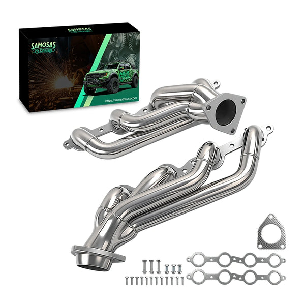 Shorty Exhaust Header For 2002-2016 Chevy GMC Silverado 1500 2500HD 3500HD 4.8 5.3 6.0L
