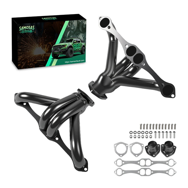 1975-1991 Chevy  Small Block SBC V8 262 265 283 305 327 350 400  Shorty Exhaust Header Black