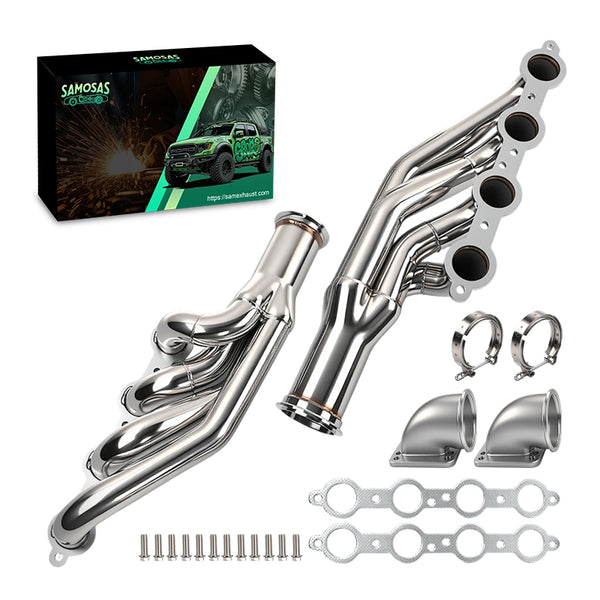 1997-2014 Chevy Small Block V8 LS1 LS2 LS3 LS6 LSX Shorty Turbo Exhaust Header w/Elbow Adapte