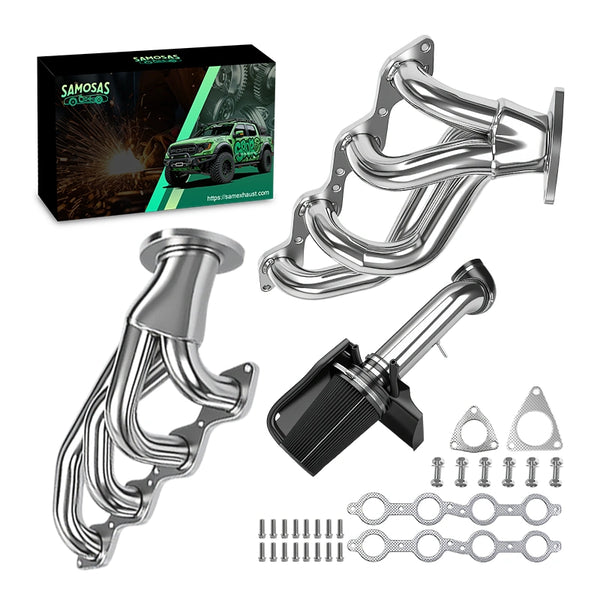 Cold Air Intake/Exhaust Header Kit for 99-06 Chevy GMC GMT800 Avalanche Silverado Sierra Tahoe 2WD