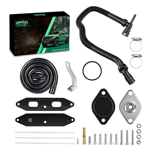 2015-2016 Ford F250 F350 F450 F550 6.7L Powerstroke Diesel EGR Delete Kit with Cooling Pipe - EGR Cooler Delete System