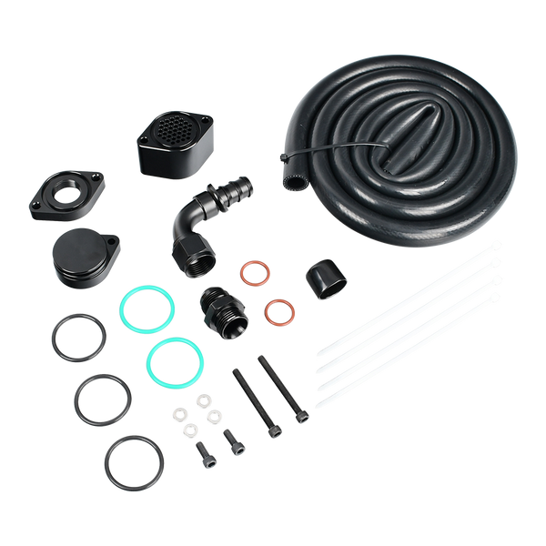2011-2016 Ford F250 F350 F450 Super Duty 6.7L Powerstroke Diesel Crankcase Vent Reroute Kit - CCV Breather Relocation System (OEM 9C3Z-6A785-B Replacement)